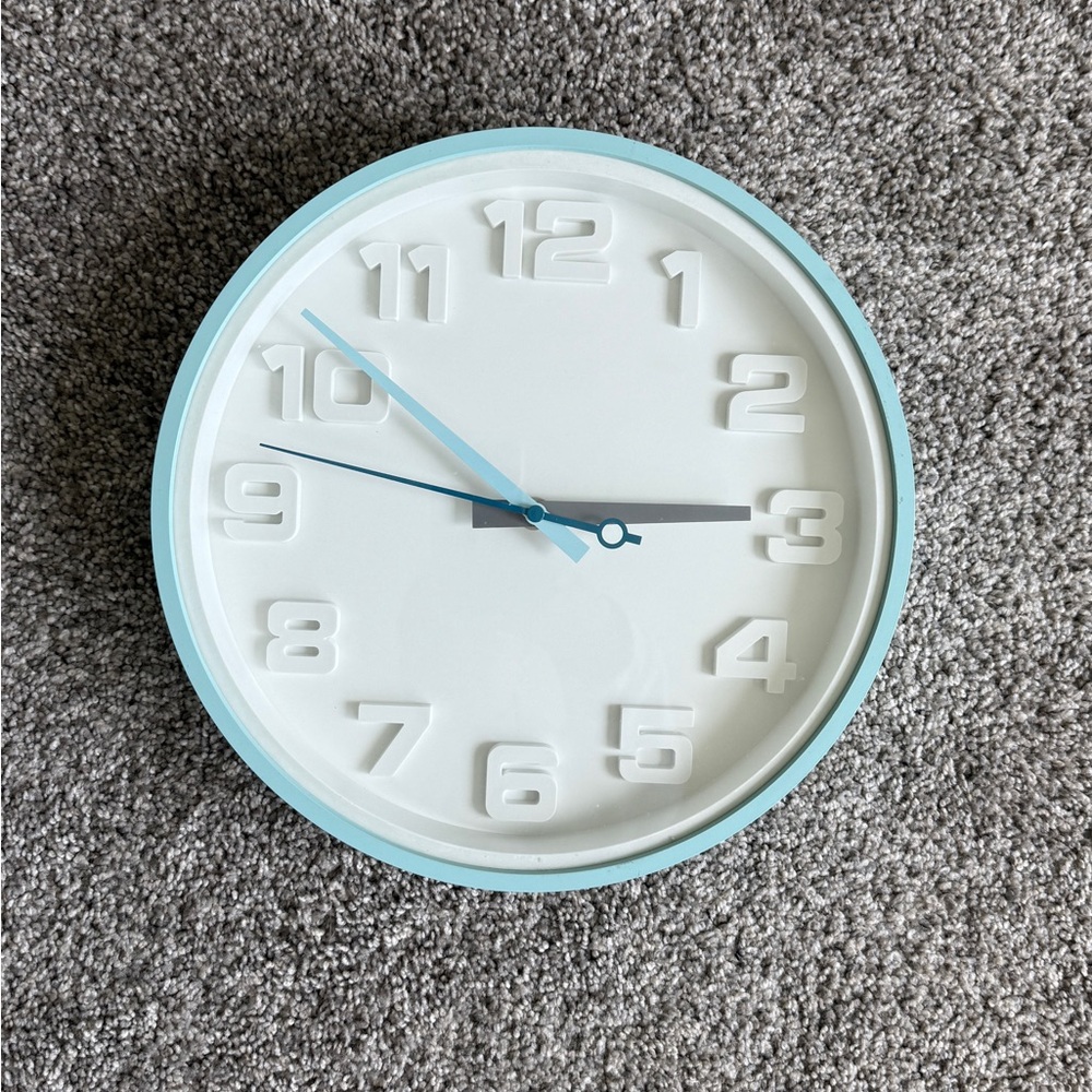 Threshold White and Blue Minimalist Wall Clock